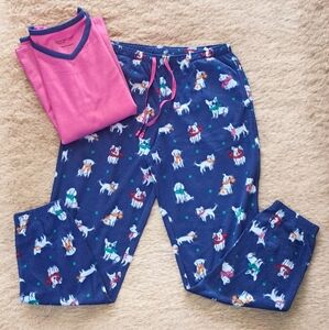 NWOT Comfort Code Pajamas Set Women's Sz  S Soft Brushed Poly Dogs Drawstring